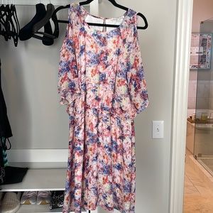 Floral cold shoulder dress
